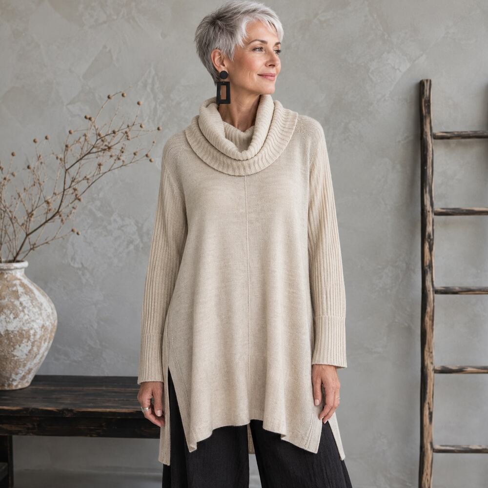 Soft Surroundings Off White / Cream Cowl Neck Sweater Small